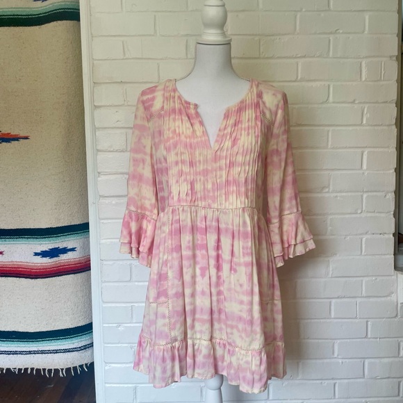 Julie Brown NYC Cool Whip Rocky Dress Pink 3/4 Sleeve Casual Resort Size Large - Picture 3 of 15